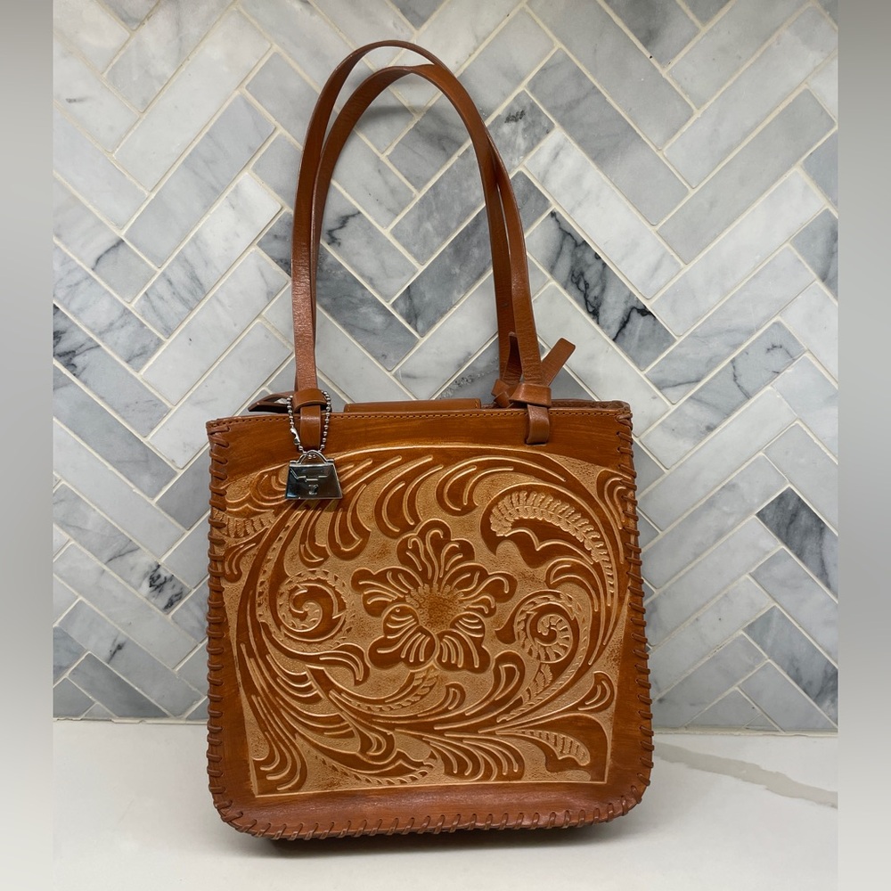 Vintage Jeanne Lottie Embossed Leather Tote